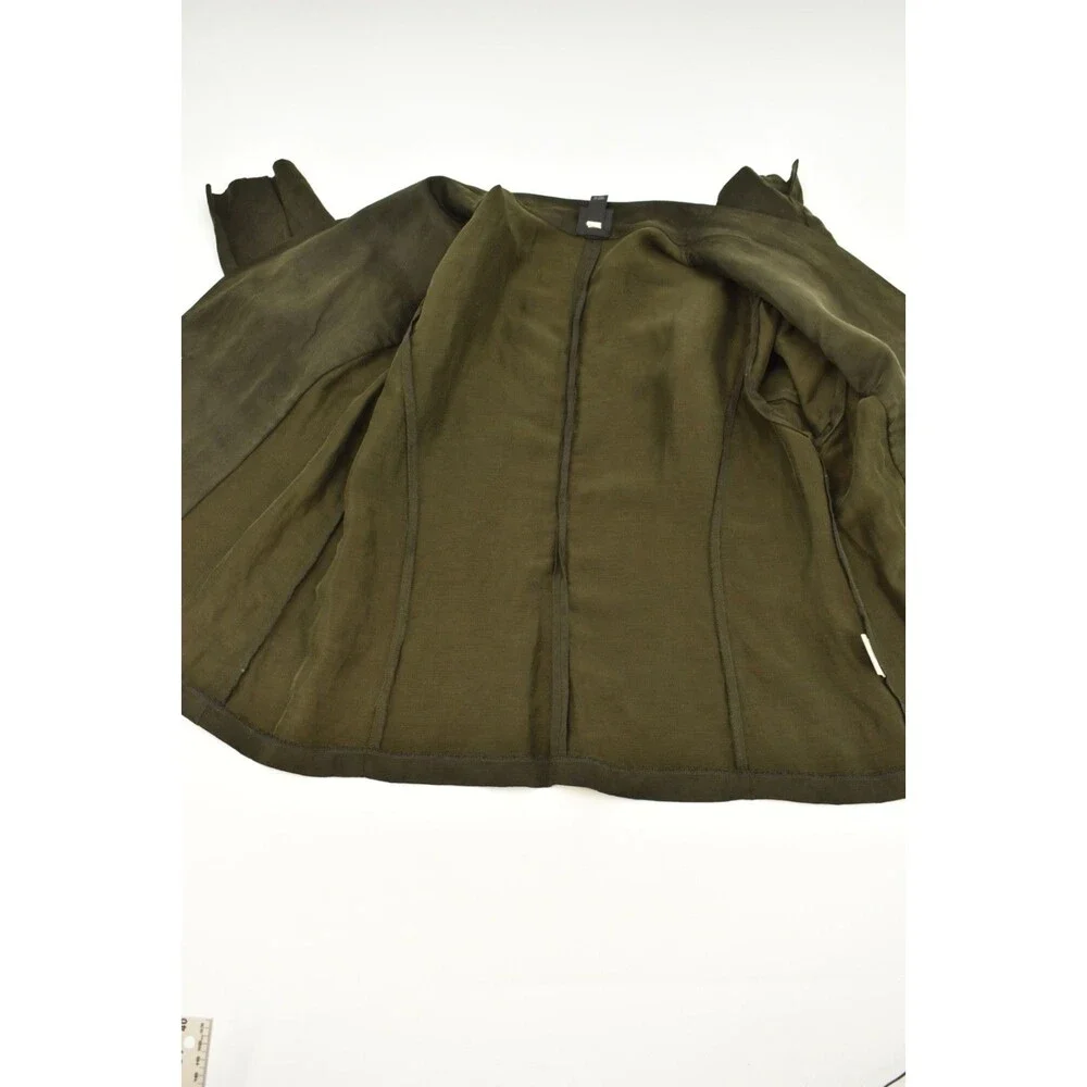 Eileen Fisher PL Petite Large Olive Green Linen Silk Single Button Blazer Jacket_4